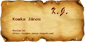 Komka János névjegykártya